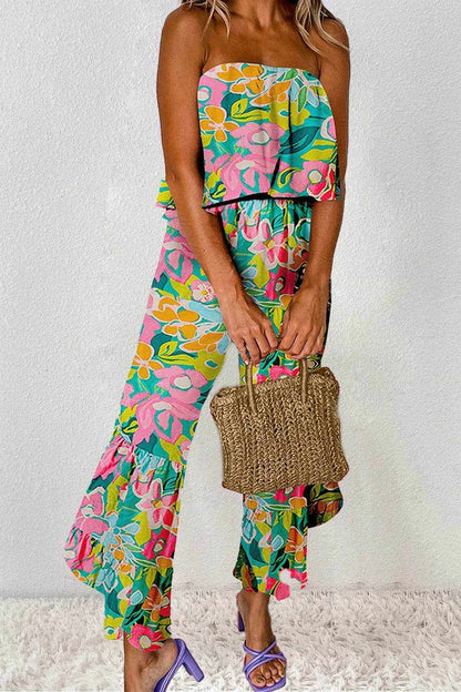 Ruffled Printed Tube Jumpsuit - Purcell's Clothing Company