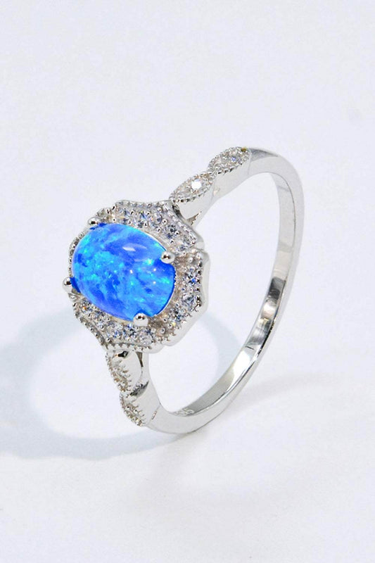 Opal and Zircon 925 Sterling Silver Ring - Purcell's Clothing Company