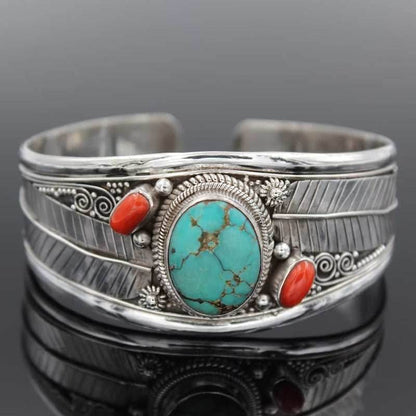 Artificial Turquoise Alloy Open Bracelet - Purcell's Clothing Company