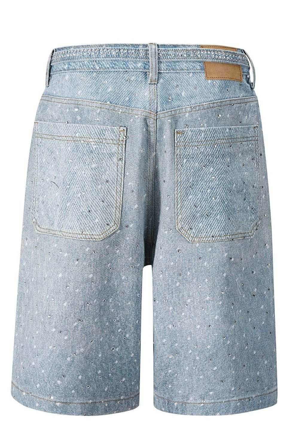 Men's Washed Rhinestone Denim Bermuda Shorts - Purcell's Clothing Company