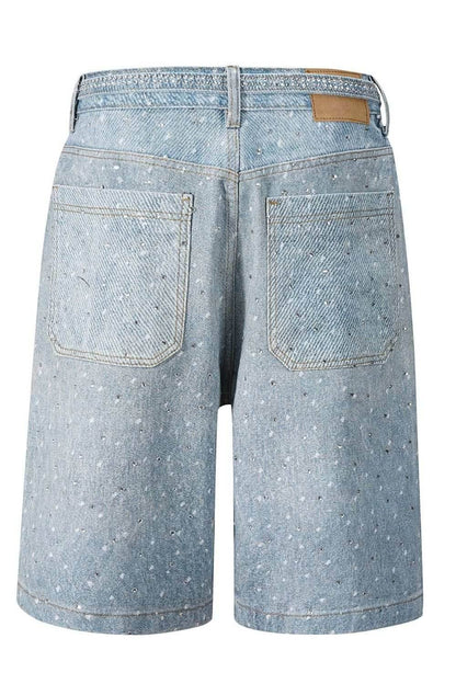 Men's Washed Rhinestone Denim Bermuda Shorts - Purcell's Clothing Company