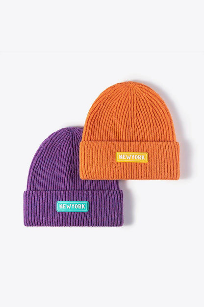 NEWYORK Patch Rib-Knit Cuffed Beanie - Purcell's Clothing Company