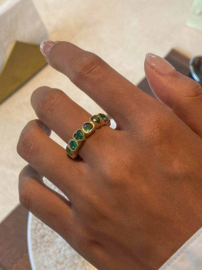 18K Gold-Plated Inlaid Zircon Ring - Purcell's Clothing Company