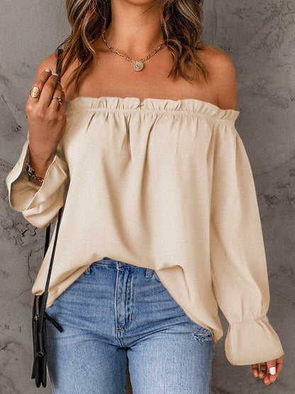Off-Shoulder Flounce Sleeve Blouse - Purcell's Clothing Company