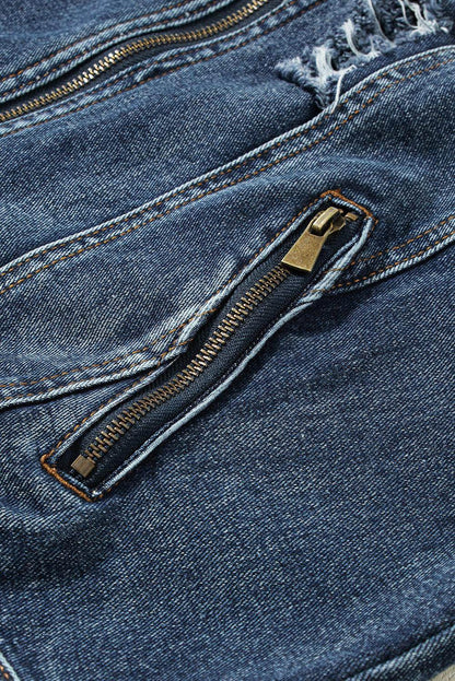 Fake Two-Piece Hooded Zip-Up Denim Jacket - Purcell's Clothing Company