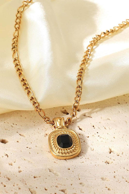 18K Gold Plated Inlaid Rhinestone Pendant Necklace - Purcell's Clothing Company