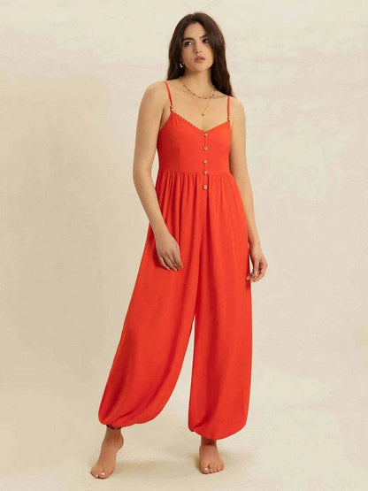 V-Neck Spaghetti Strap Jumpsuit - Purcell's Clothing Company