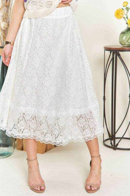 ADORA Elastic Waist Lace Midi Skirt - Purcell's Clothing Company