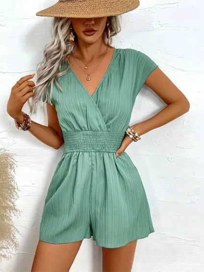 Tied Surplice Short Sleeve Romper - Purcell's Clothing Company