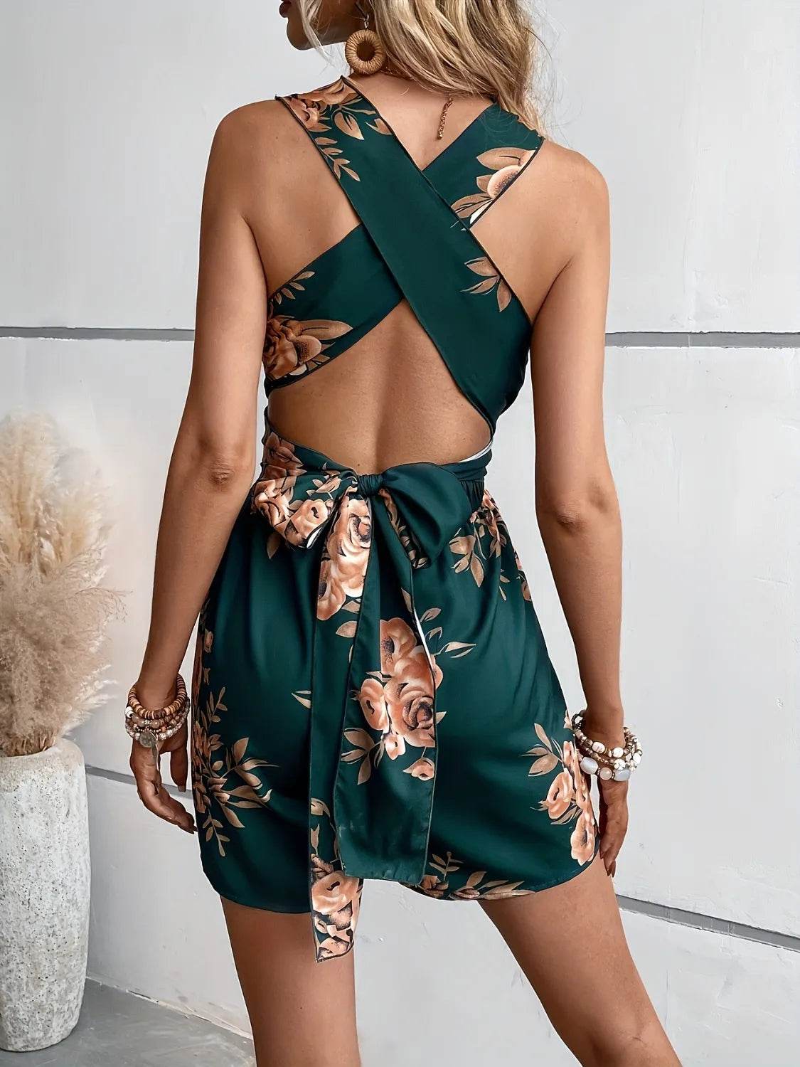 Crisscross Back Printed Romper - Purcell's Clothing Company
