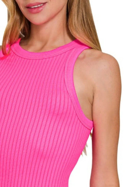 Zenana Seamless Ribbed Crop Tank - Purcell's Clothing Company