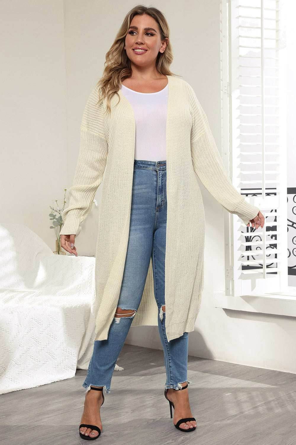 Plus Size Open Front Long Sleeve Cardigan - Purcell's Clothing Company