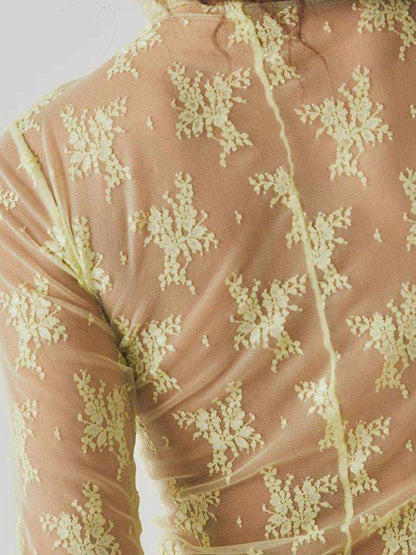Lace Mock Neck Long Sleeve Blouse - Purcell's Clothing Company