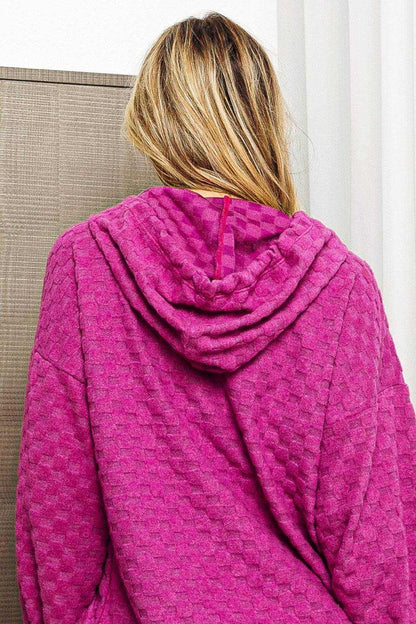 BiBi Brushed Checker Drawstring Long Sleeve Hoodie - Purcell's Clothing Company