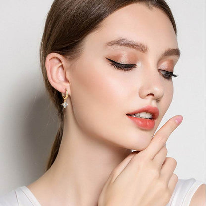 925 Sterling Silver Moissanite Hoop Drop Earrings - Purcell's Clothing Company