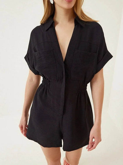 Johnny Collar Short Sleeve Romper - Purcell's Clothing Company