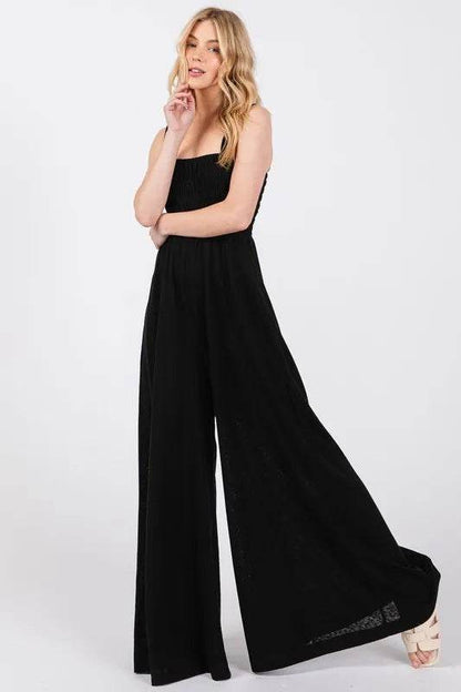 SAGE+FIG Smocked Flowy Wide Leg Jumpsuit - Purcell's Clothing Company
