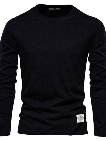 Solid Round Neck Long Sleeve T-Shirt - Purcell's Clothing Company