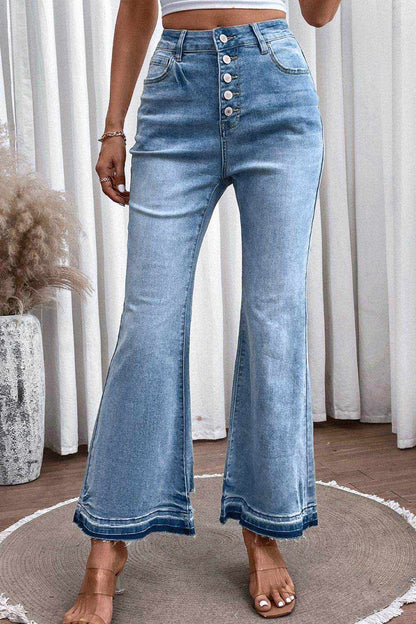High Waist Button Fly Flared Jeans - Purcell's Clothing Company