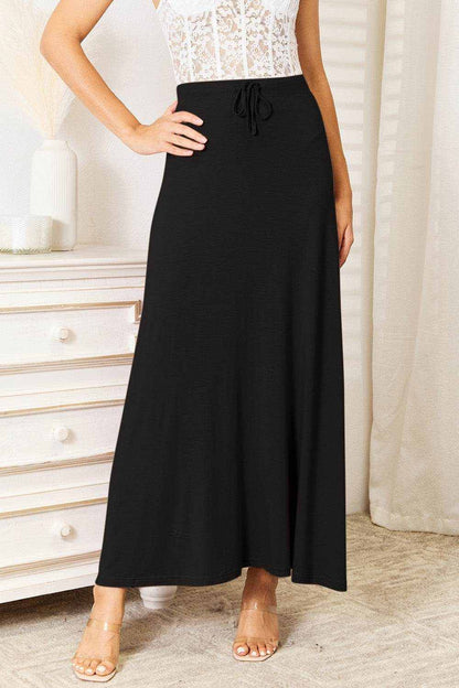 Double Take Full Size Soft Rayon Drawstring Waist Maxi Skirt - Purcell's Clothing Company