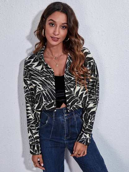 Button Down Printed Cropped Jacket - Purcell's Clothing Company
