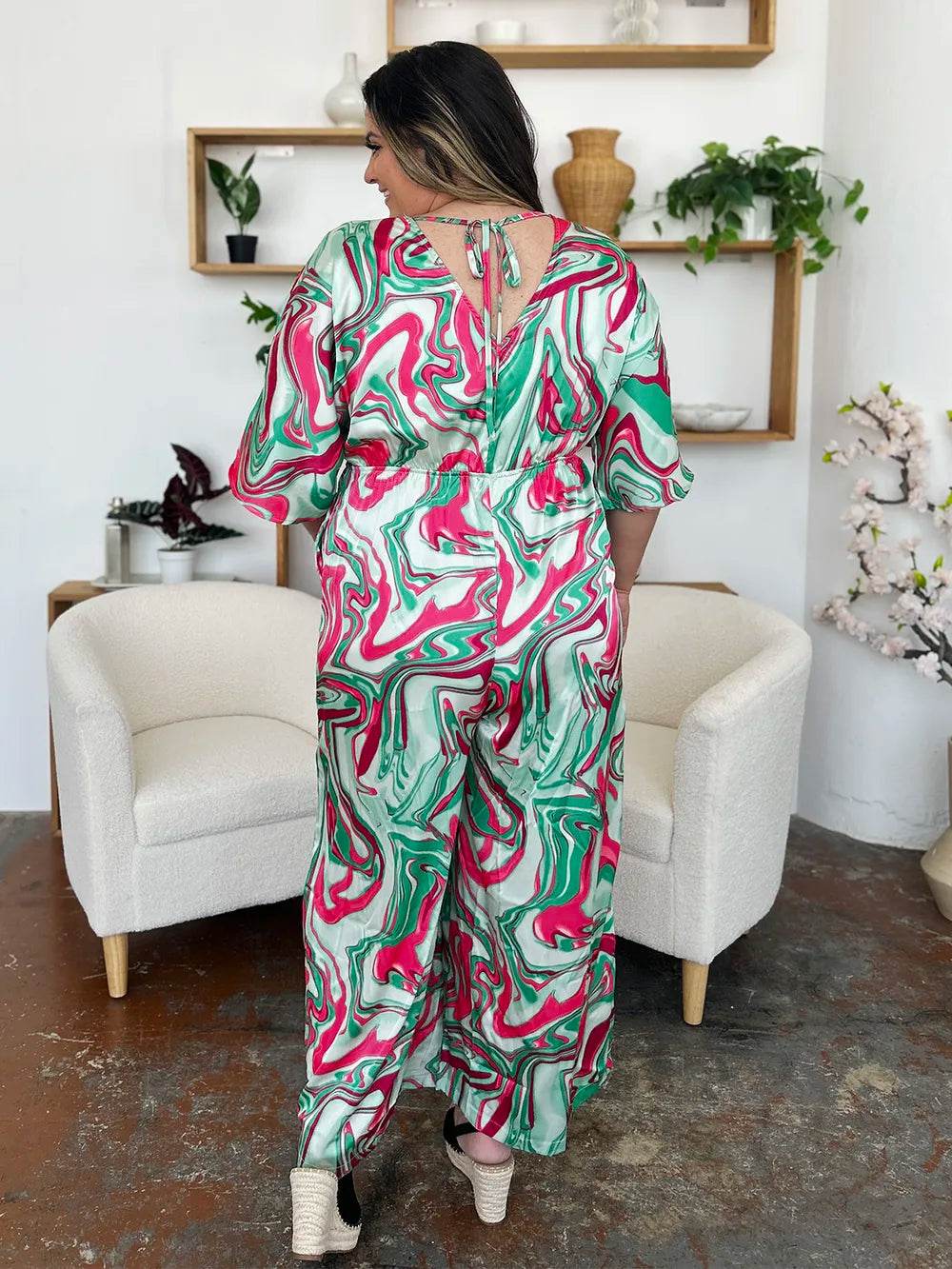 Double Take Full Size Half Sleeve Wide Leg Jumpsuit - Purcell's Clothing Company