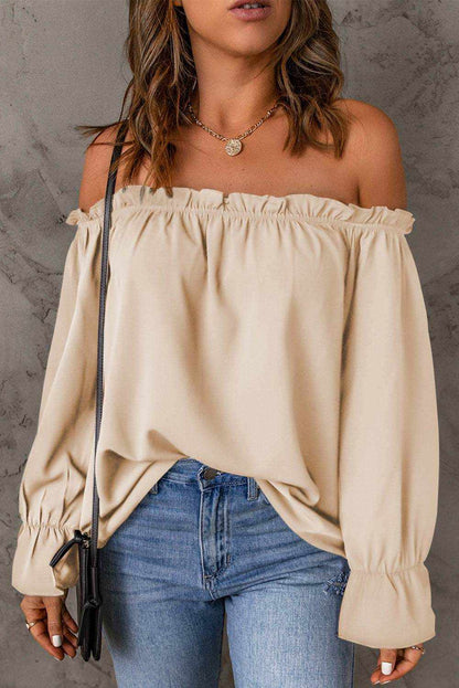 Off-Shoulder Flounce Sleeve Blouse - Purcell's Clothing Company