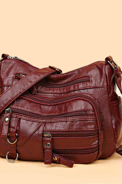Multi-Pocket PU Leather Crossbody Bag - Purcell's Clothing Company