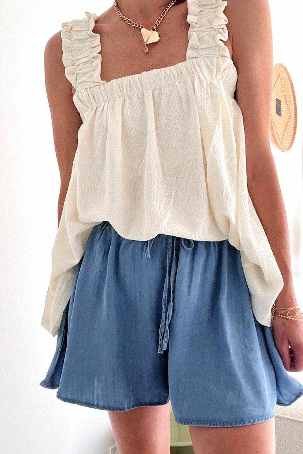 Elastic Waist Wide Leg Denim Shorts - Purcell's Clothing Company