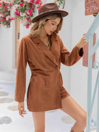 Lapel Collar Long Sleeve Romper - Purcell's Clothing Company
