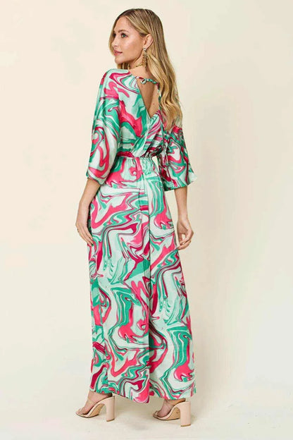 Double Take Full Size Half Sleeve Wide Leg Jumpsuit - Purcell's Clothing Company