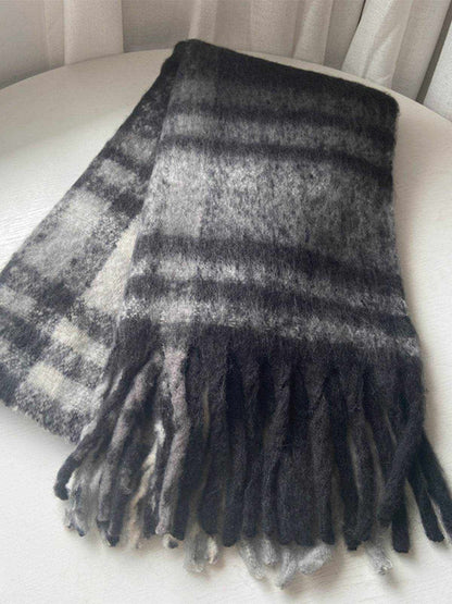 Fringe Plaid Polyester Scarf - Purcell's Clothing Company