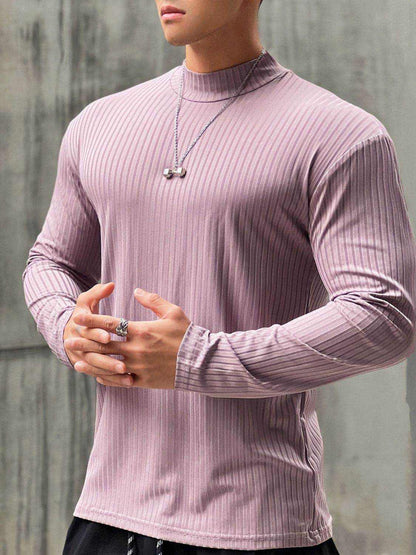 Mock Neck Long Sleeve T-Shirt - Purcell's Clothing Company