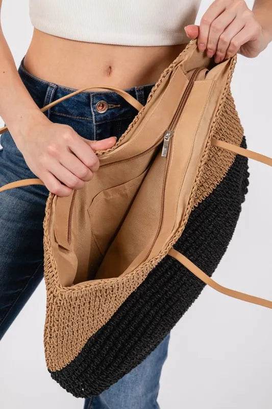 Fame Straw Braided Beach Tote Bag - Purcell's Clothing Company