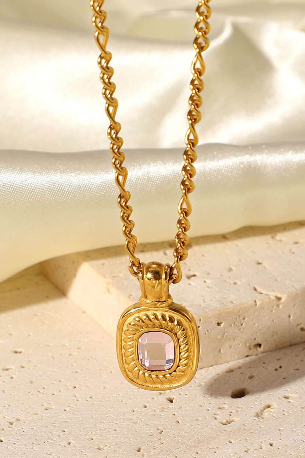 18K Gold Plated Inlaid Rhinestone Pendant Necklace - Purcell's Clothing Company