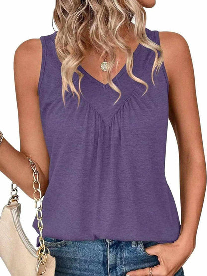 Ruched V-Neck Tank - Purcell's Clothing Company