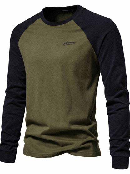Contrast Round Neck Raglan Sleeve T-Shirt - Purcell's Clothing Company