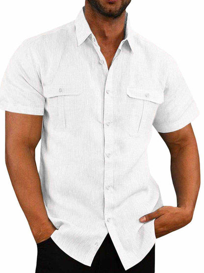 Plus Size Collared Neck Short Sleeve Shirt - Purcell's Clothing Company