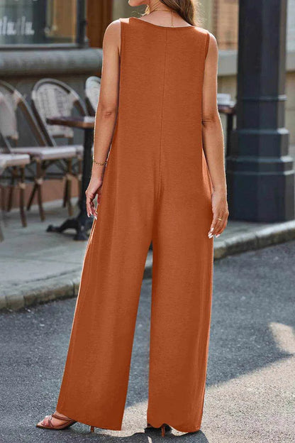 Full Size V-Neck Wide Strap Jumpsuit - Purcell's Clothing Company
