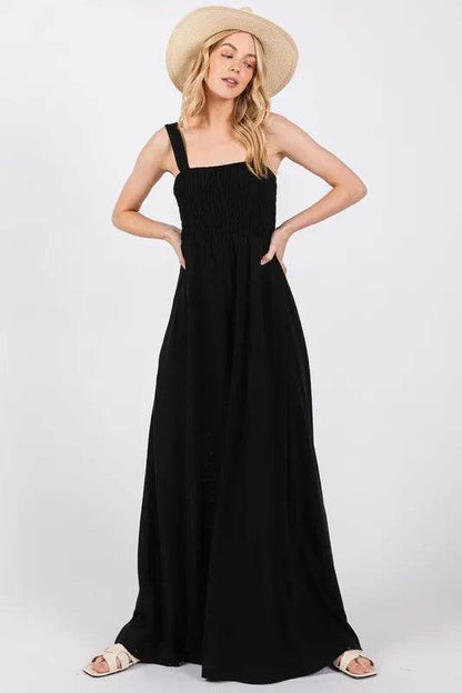 SAGE+FIG Smocked Flowy Wide Leg Jumpsuit - Purcell's Clothing Company