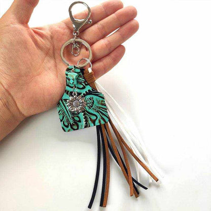 Turquoise Fringe Detail Key Chain - Purcell's Clothing Company