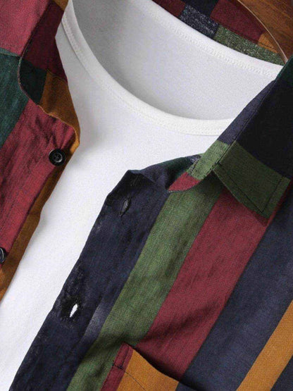 Contrast Striped Button Down Shirt - Purcell's Clothing Company