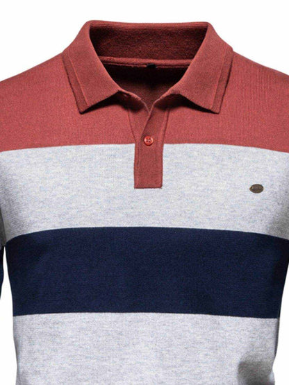 Striped Long Sleeve Knit Polo - Purcell's Clothing Company
