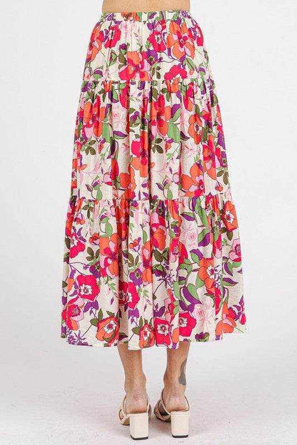 Mittoshop Flower Print Elastic Waist Tiered Skirt - Purcell's Clothing Company