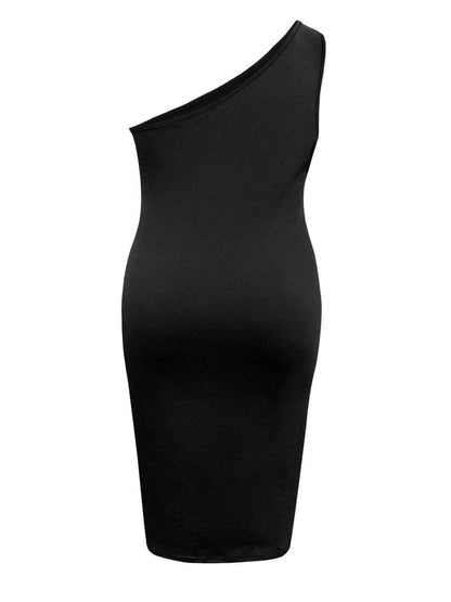 Plus Size Twisted One Shoulder Sleeveless Midi Dress - Purcell's Clothing Company