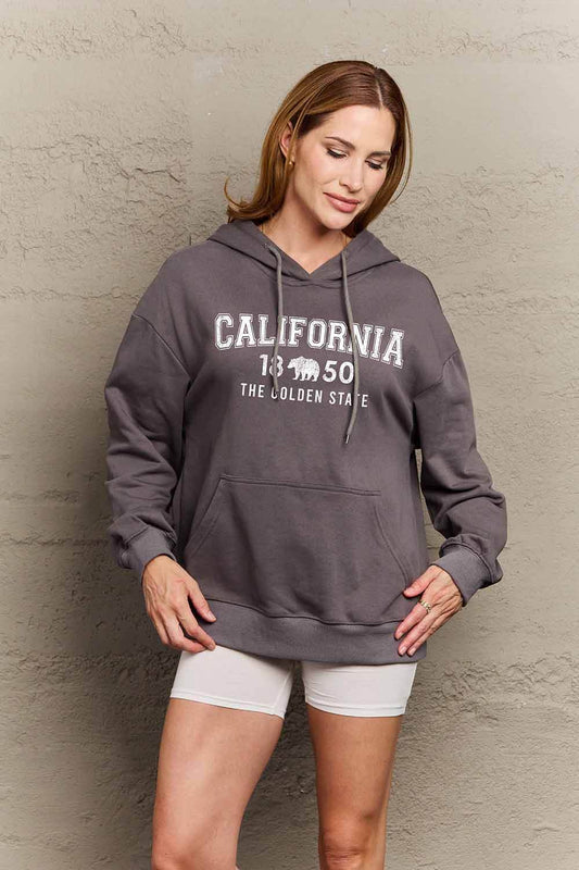 Simply Love Simply Love Full Size CALIFORNIA 1850 THE GOLDEN STATE Graphic Hoodie - Purcell's Clothing Company
