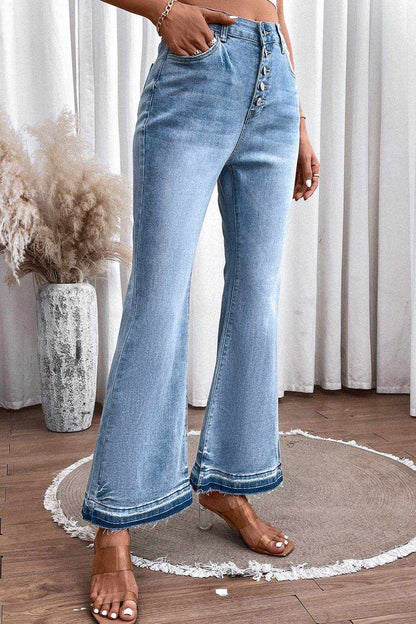 High Waist Button Fly Flared Jeans - Purcell's Clothing Company