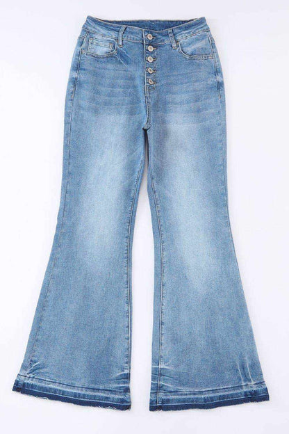 High Waist Button Fly Flared Jeans - Purcell's Clothing Company