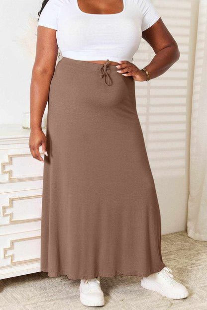Double Take Full Size Soft Rayon Drawstring Waist Maxi Skirt - Purcell's Clothing Company