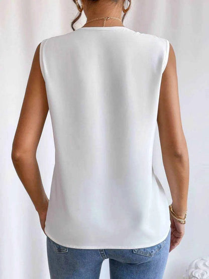 V-Neck Pleated Sleeveless Cami Tank Top - Purcell's Clothing Company